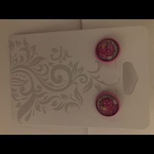 Pink flower studs
